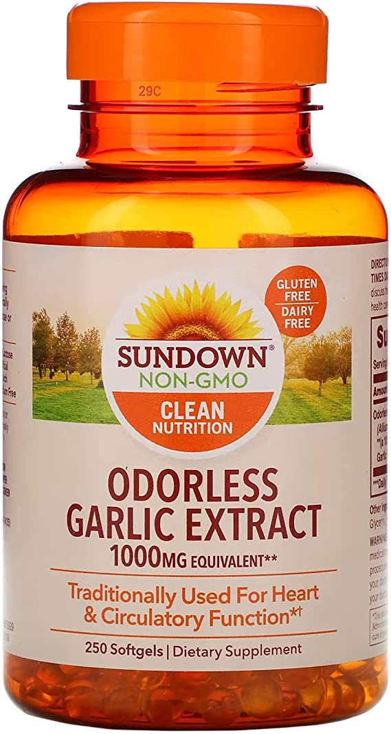 Sundown Naturals Odorless Garlic 1000 mg Softgels 250 ea (Pack of 3)