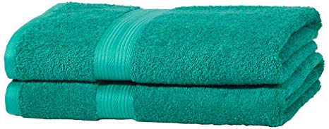 AmazonBasics Fade Resistant Towel Set, 2 Bath - Teal Green, 500gsm