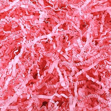 Outus 1LB Crinkle Cut Paper Shred Filler Shredded Paper for Gift Box Crinkle Paper Metallic Shredded Crinkle Cut Paper Easter Grass Tissue Paper for Wedding Birthday Wrapping Boxes Bags (Pink)