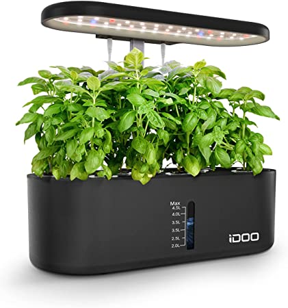 iDOO Hydroponics Growing System Up to 18.7", 10 Pods Indoor Herb Garden Kit with Grow Light, Plants Germination Kit with Pump, Automatic Timing