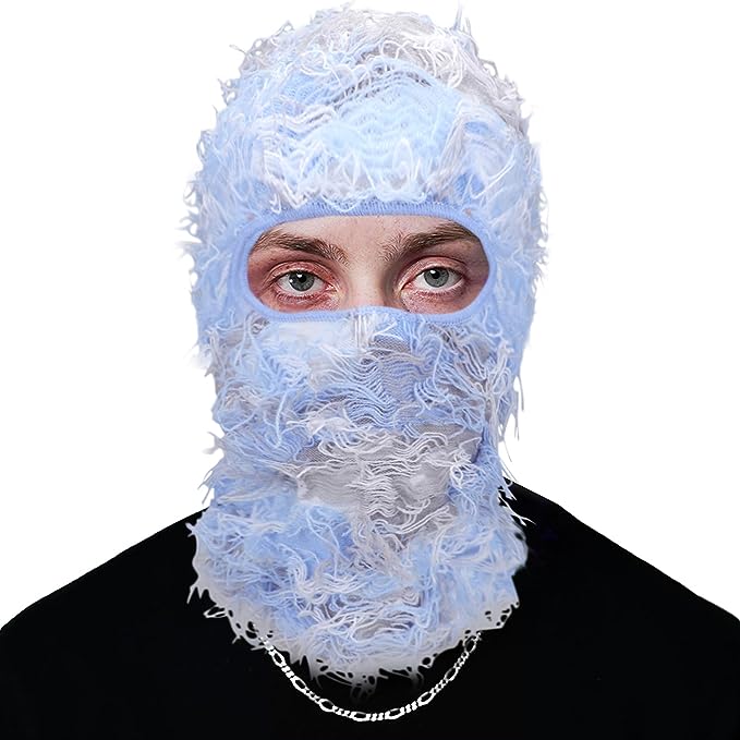 Distressed Balaclava Ski Mask Full Face Knitted Balaclava Windproof Winter Neck Warmer Trending Distress Shiesty Mask