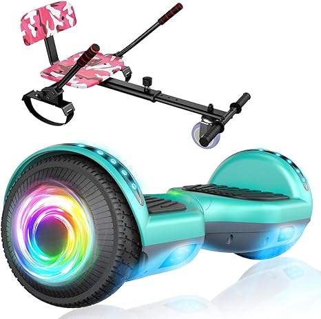 SISIGAD Hoverboard with Seat Attachment, Hoverboard Go Kart Combo, 6.5" Bluetooth Hover Board with Seat Attachment for Hoverboard