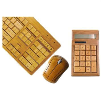 Smart Tech Handcrafted Natural Bamboo Wooden PC Wireless 2.4GHz Keyboard and Mouse Combo   Free Smart Tech Touch Pen