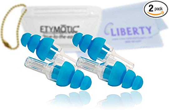 Etymotic Research ER20 Ear Plugs (2 Pair, Standard Fit) - High Fidelity Noise Reduction - Includes Carrying Case and Liberty Cleaning Cloth