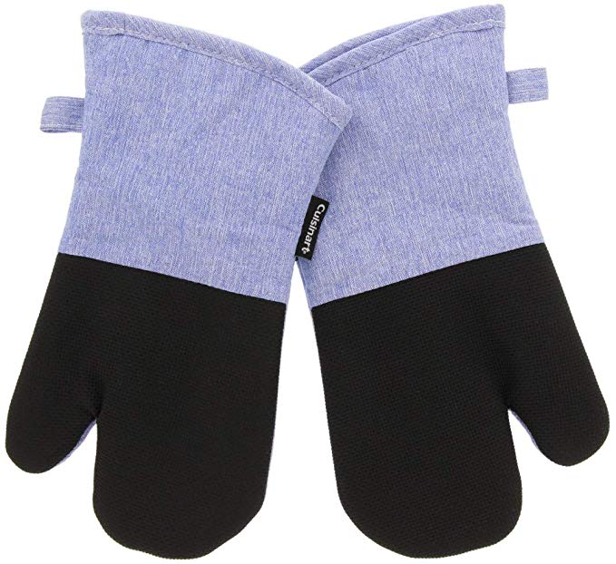 Cuisinart Neoprene Oven Mitts, 2pk -Heat Resistant Oven Gloves to Protect Hands and Surfaces with Non-Slip Grip and Hanging Loop-Ideal Set for Handling Hot Cookware, Bakeware- Light Blue