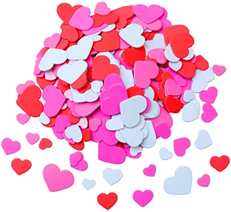 Cooraby 600 Pieces Heart Foam Stickers Self-Adhesive Heart Shapes Craft Stickers for Valentine's Day, Wedding Decoration or Card Making