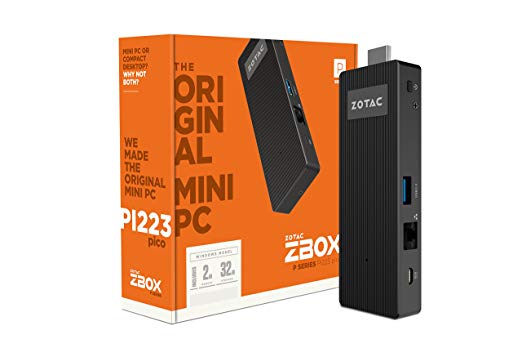 ZOTAC PICO ZBOX-PI223-W2B Intel Atom X5-Z8350 1.44GHz 2GB DDR3L-RS1600 32GB eMMC Intel HD Graphics 400 Windows 10 PC Stick