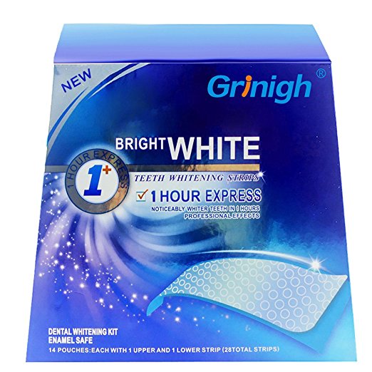 Grinigh® 28 WHITESTRIPS Teeth whitening strips - 14 Treatments Effective - Clinic Teeth Whitening Gel Strips by Advanced no-slip technology Non Peroxide
