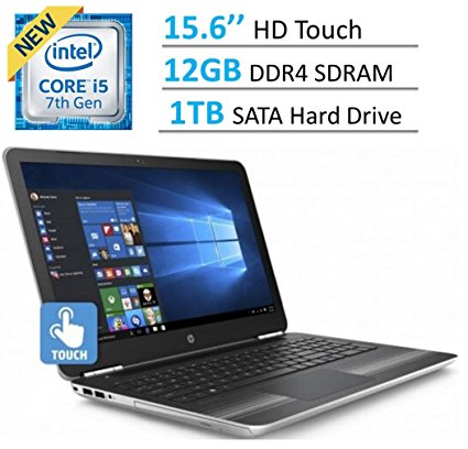 Newest HP Pavilion 15.6’’ Touchscreen HD Display (1366x768) Laptop PC, Intel Core i5-7200U, 12GB DDR4 RAM, 1TB HDD, B&O Play, Bluetooth, Backlit Keyboard, HD Graphics 620, DVD  /- RW, Windows 10