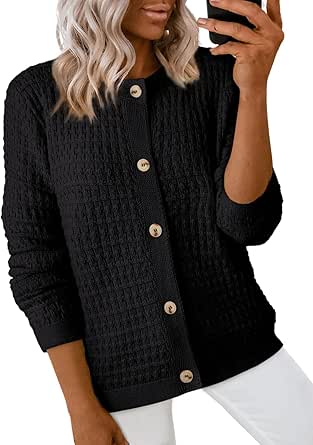 Dokotoo Cardigan Sweaters for Women Lightweight Long Sleeve Open Front 2024 Button Down Jacket Winter