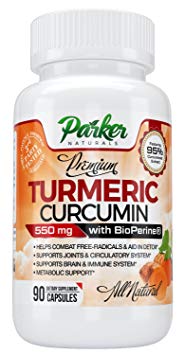 Premium Turmeric Curcumin for Joint Health & Better Movement from Parker Naturals. Finest Blend with BioPerine to Enhance Absorption. Anti-Oxidant, Memory Support, Insulin Level. 550mg Veggie Tablets