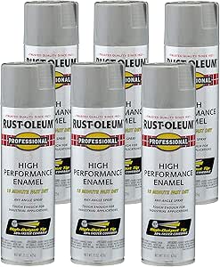 Rust-Oleum 7581838-6PK Professional High Performance Enamel Spray Paint, 15 oz, Gloss Light Machine Gray, 6 Pack