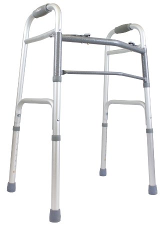 Ez2care Comfy Lightweight Handle Classic Folding Walker Adjustable Height 32-39 Inch Silver