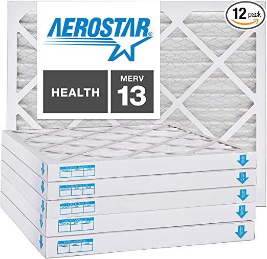 14x25x2 AC and Furnace Air Filter by Aerostar - MERV 13, Box of 12