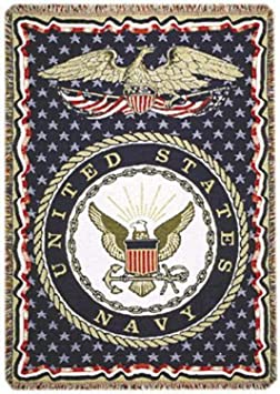Simply Home United States Navy Military 3 Layer Afghan Throw Blanket 50" x 70"