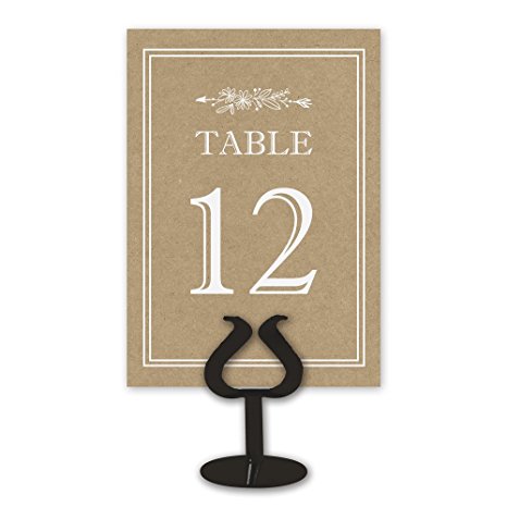 Kraft Table Card Numbers for Wedding Reception - Double Sided - 1-25