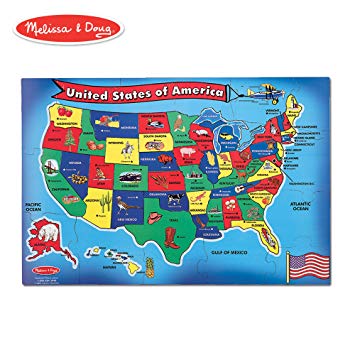 Melissa & Doug USA (United States) Map Floor Puzzle (Wipe-Clean Surface, Teaches Geography & Shapes, 51 Pieces, 24” L x 36” W)