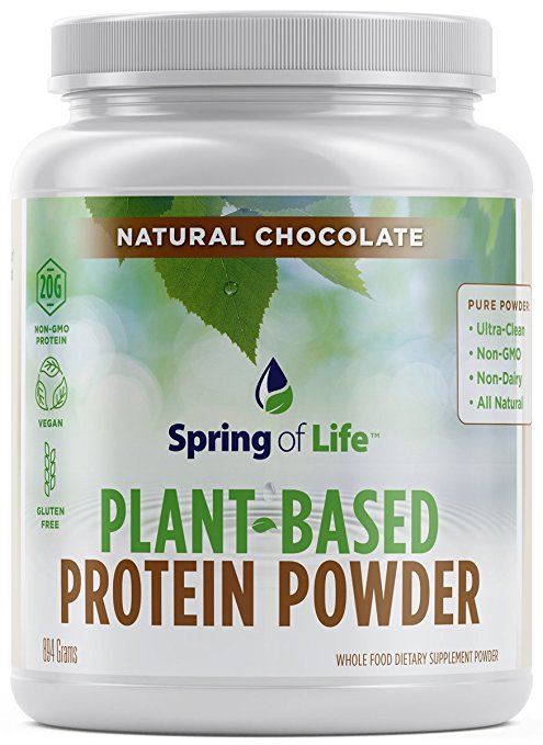 Spring Of Life Plant-Based Protein Powder, Vegan, Non-GMO, Hypoallergenic, Chocolate, 894 Grams