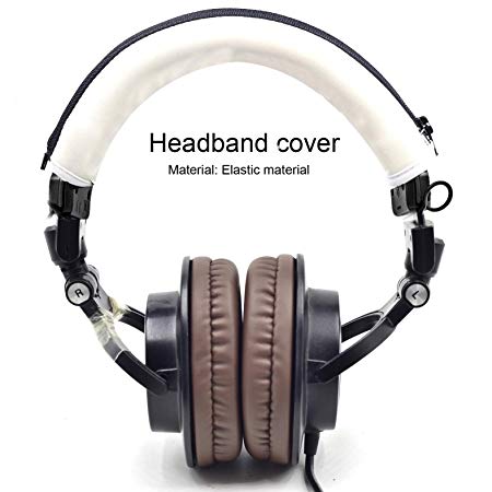 Defean Ear Pads Headphone Protector Headband Fabric for Audio Technica M30 M40 M50 M50X M50S M40X Headphone (White Protector Headband)
