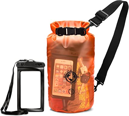 Earth Pak Waterproof Bag- 10L / 20L Sizes - Transparent Dry Bag So You Can See Your Gear - Keep Your Stuff Safe and Secure While at The Beach, Swimming, Fishing, Boating, Kayaking