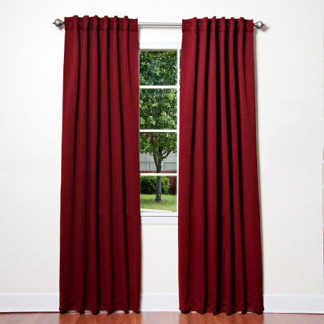 Best Home Fashion Thermal Insulated Blackout Curtains - Back Tab Rod Pocket - Burgundy - 52W x 84L - Set of 2 Panels