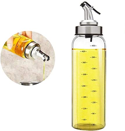 Olive Oil Dispenser Bottle - 500ml Glass Oil Bottle Cruets No Drip, Oil Container for Vegetable Olive Oil，Lead-Free Glass Oil Dispenser