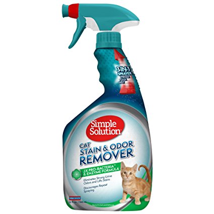Simple Solution Cat Stain and Odor Remover With Pro-Bacteria and Enzyme Formula, Made in USA