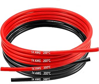 MMOBIEL 14 AWG Silikon Elektronik Kabel - 14 Gauge (2,08mm²) Verzinnte Kupferkabel - 2 Separate Kabel Rot & Schwarz Jede 1,5 m / 5 ft für RC, Drohnen, 3D Drucker, Batterien, Sprecherkabel, Led Strips