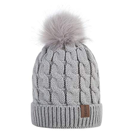 REDESS Kids Winter Warm Fleece Lined Hat, Baby Toddler Children’s Beanie Pom Pom Knit Cap for Girls and Boys