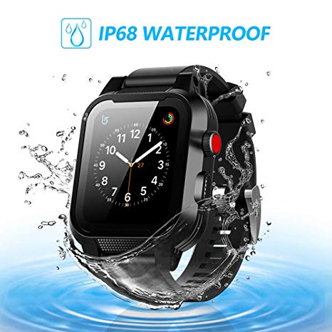 SYDIXON Apple Watch Waterproof case 42mm,only for Apple Watch Series 2 & 3 IP68 Waterproof case (Black)