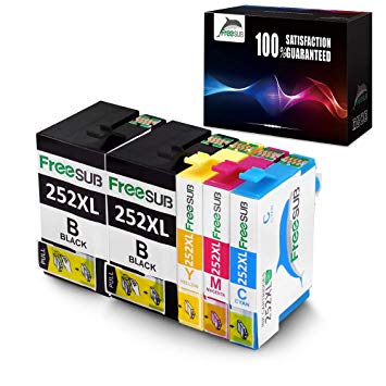 FreeSUB 252 High Yield Remanufactured Ink Cartridge Replacement for Epson 252XL Used for Epson Workforce WF-3620 WF-3640 WF-7110 WF-7610 WF-7620(2X Black, 1x Cyan, 1x Magenta,1x Yellow)