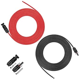 iGreely 20 Feet 10AWG Solar Extension Cable with Female and Male Connector Solar Panel Wire Adapter (20FT Red   20FT Black)