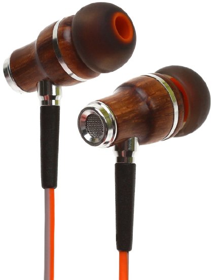 Symphonized NRG 3.0 Premium Wood In-ear Noise-isolating Headphones|Earbuds|Earphones with Mic & Volume Control (Fiery Orange & Hazy Gray)