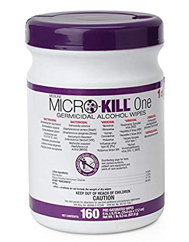 Medline MSC351300 Medline Micro-Kill One Germicidal Alcohol Wipes, 6" x 6.7", 160/Canister