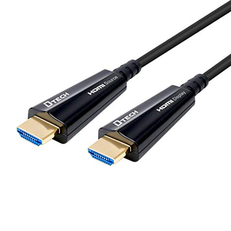 DTECH 25 Feet Fiber Optic HDMI Cable 4K 60Hz HDR 18Gbps 444 422 420 Subsampling in-Wall Rated High Speed (8 Meters, Black)