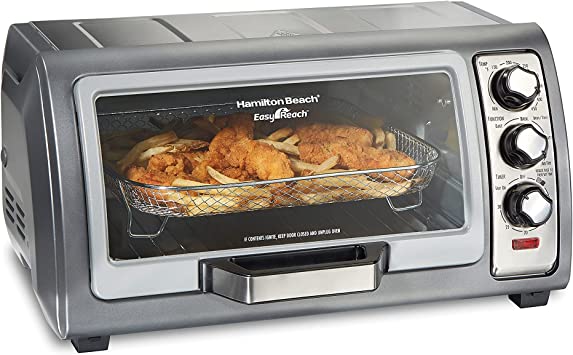 Hamilton Beach 31523C Sure-Crisp Air Fryer Toaster Oven with Easy Reach Door, STAINLESS STEEL