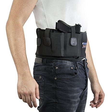 Top Gun Retention Belly Band Holster: Keep Your Pistol Concealed! Glock 43 42, M&P Shield, S&W Smith & Wesson, Sig Sauer, Beretta, Ruger, Springfield, Kimber, Taurus, Rock Island, Bersa, Walther, Kahr