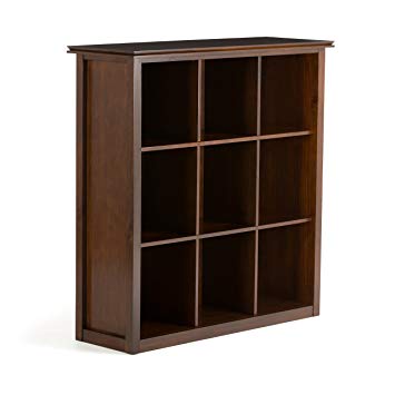 Simpli Home AXCHOL011 Artisan Solid Wood 9 Cube Bookcase and Storage Unit in Medium Auburn Brown