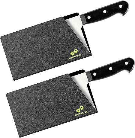 EVERPRIDE Butcher Chef Knife Edge Guards (2-Piece Set) Wide Knives Blade Edge Protectors - Meat Cleaver Knife Sheath Set - BPA-Free Chef Knife Covers Fits Blades Up To 8” x 4” – Knives Not Included