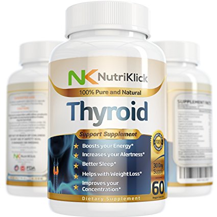 Thyroid Support Supplement with Iodine to Boost Energy & Mental Alertness Helps Weight Loss & Restful Sleep Increases Concentration Promotes Hair Growth Reduce Mood swings - 30 Day Supply