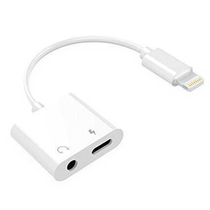 iPhone 7/7 Plus Headphone Adapter, Charge Adapter, MoMoCity 2 in 1 Lightning 3.5mm Headphone Adapter Cable - No Calling Function and Music Control