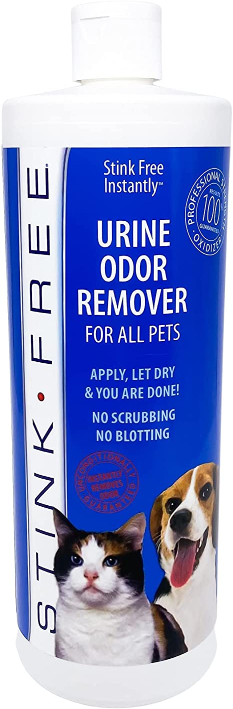 STINK FREE Instantly Pet Urine Odor Remover - Cleaner, Neutralizer, & Eliminator of Cat & Dog Pee Odor on Carpets, Rugs, Outdoor Rugs, Mattress, Floor, Etc. 32 oz. (1 Quart)