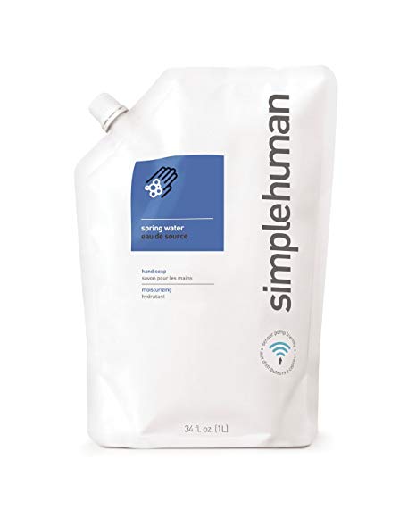 simplehuman Spring Water Moisturizing Liquid Hand Soap Refill Pouch, 34 Fl. Oz.