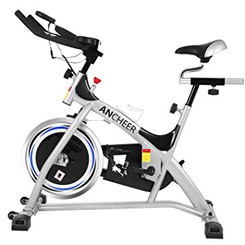 ANCHEER Stationary Bike, 40 lbs Flywheel Indoor Cycling Exercise Bike with Heart Rate, Quiet Smooth Belt Drive System, Adjustable Seat & Handlebars & Base
