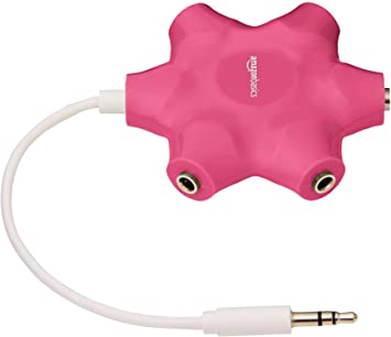 AmazonBasics 5-Way Multi Headphone Splitter, Pink