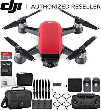 DJI Spark Portable Mini Drone Quadcopter Fly More Combo Travel Bundle (Lava Red)