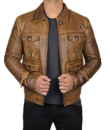 Black Leather Jacket Men - Genuine Biker Asymmetrical Mens Leather Jacket