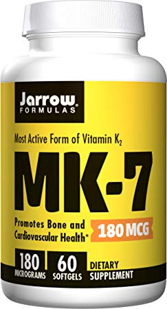 Jarrow Formulas MK-7 Bone and Cardiovascular Health 180 mcg Softgels, 30 Count