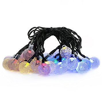 Outdoor Solar Lights Strings, LTROP 20ft 30 LED Waterproof Fairy Bubble, Crystal Ball Lights Decorative Globe String Lights for Indoor, Garden, Home, Patio, Lawn, Party and Holiday (Multi Color)