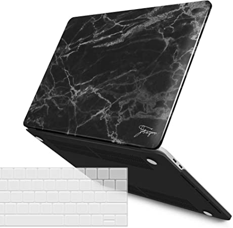 IBENZER MacBook Pro 13 Inch Case 2020 2019 2018 2017 2016 A2159 A1989 A1706 A1708, Hard Shell Case with Keyboard Cover for Apple Mac Pro 13 Touch Bar, Black Marble, T13BKMB 1